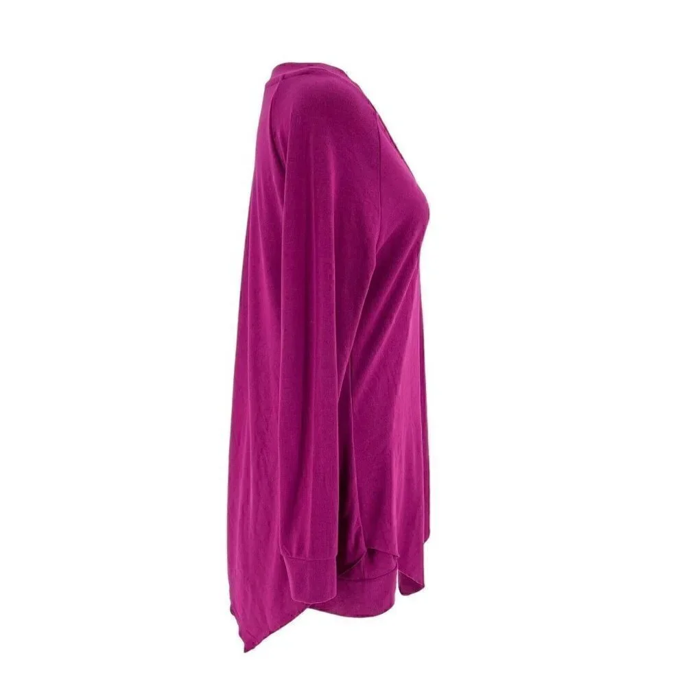 Soft Surroundings Cape-Overlay Soft V-Neck Long Sleeve Tunic Top Purple size XS